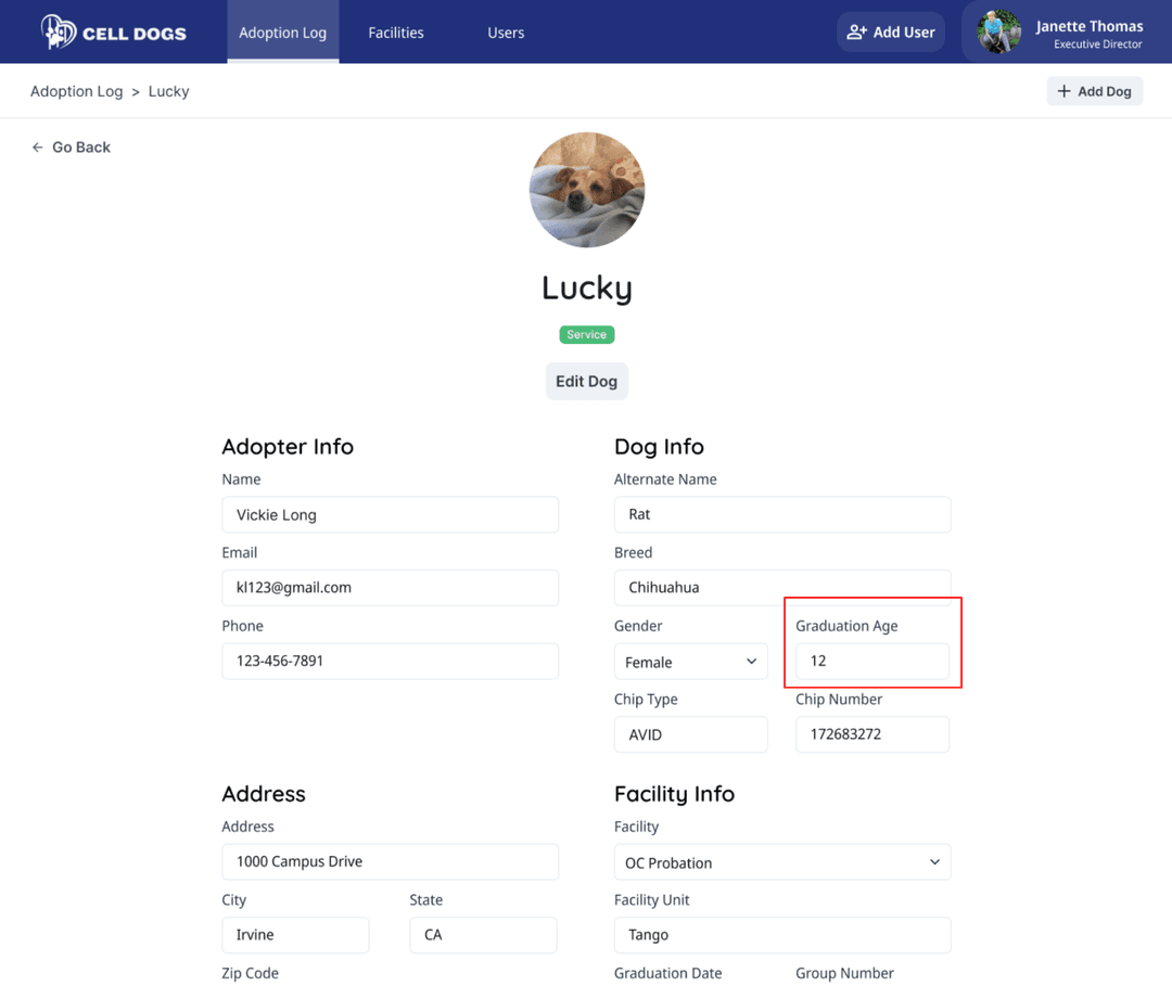 Dog Info Updated